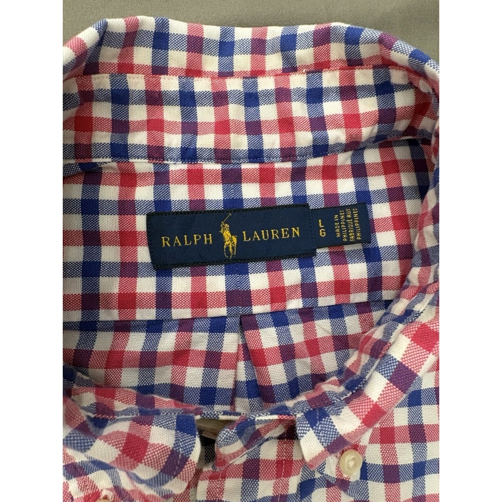 Ralph Lauren Men's Red and Blue Checkered Button-Down Shirt Size L - Picture 2 of 13